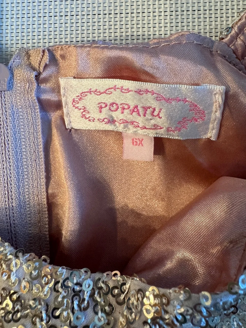 Popatu Sequin Bodice Tulle Dress Color Peach size 6X